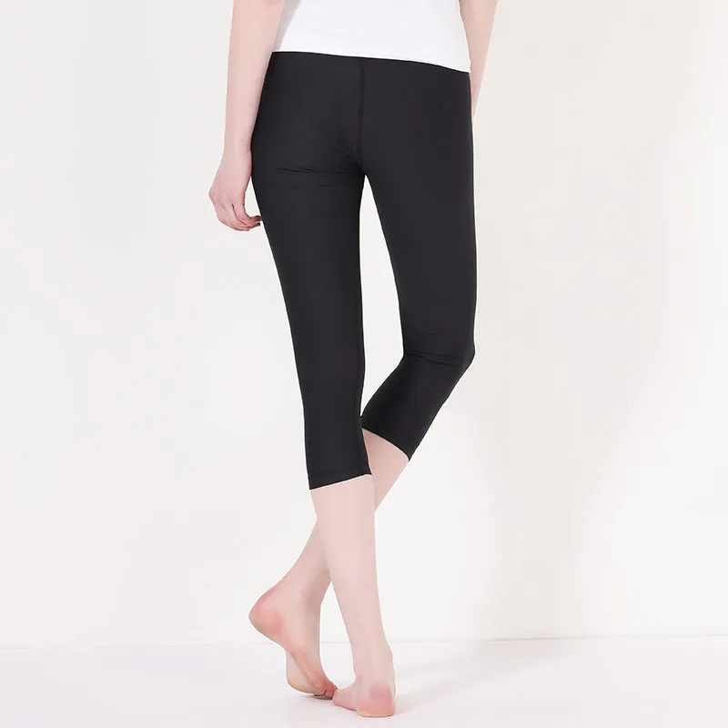 Pantalones Capri Yoga Spandex Liso Negro Y1911C01