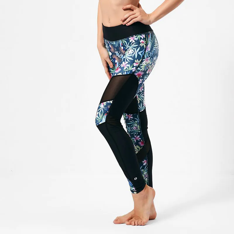 Leggings floreali in maglia spandex yoga stampa GYP16003