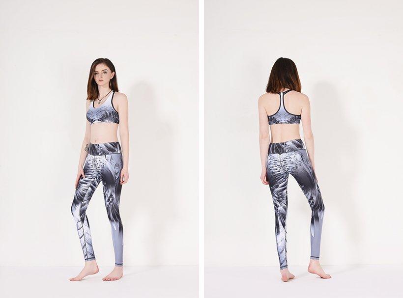 INGOR printed short yoga leggings with four needles six threads for sport