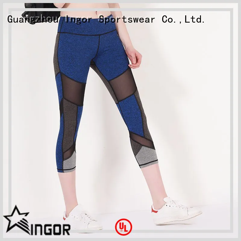 INGOR durability maroon yoga leggings with four needles six threads for girls