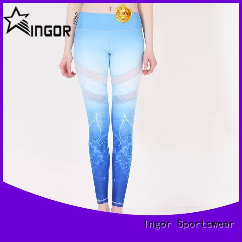 INGOR spandex maroon yoga leggings with four needles six threads for girls