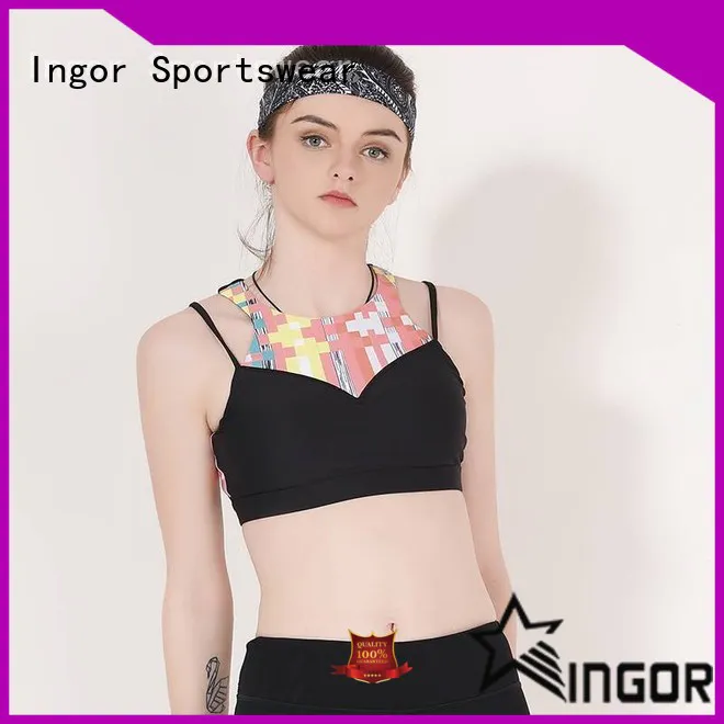 INGOR custom black high neck sports bra on sale for ladies