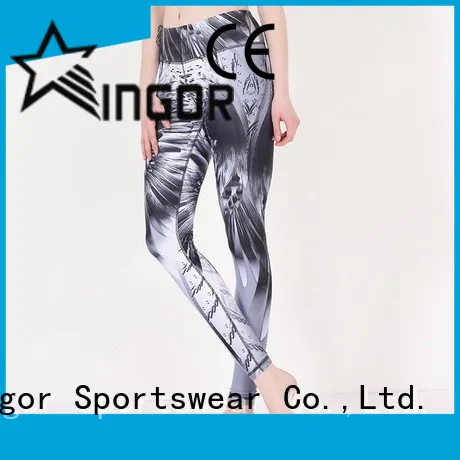 INGOR printed short yoga leggings with four needles six threads for sport