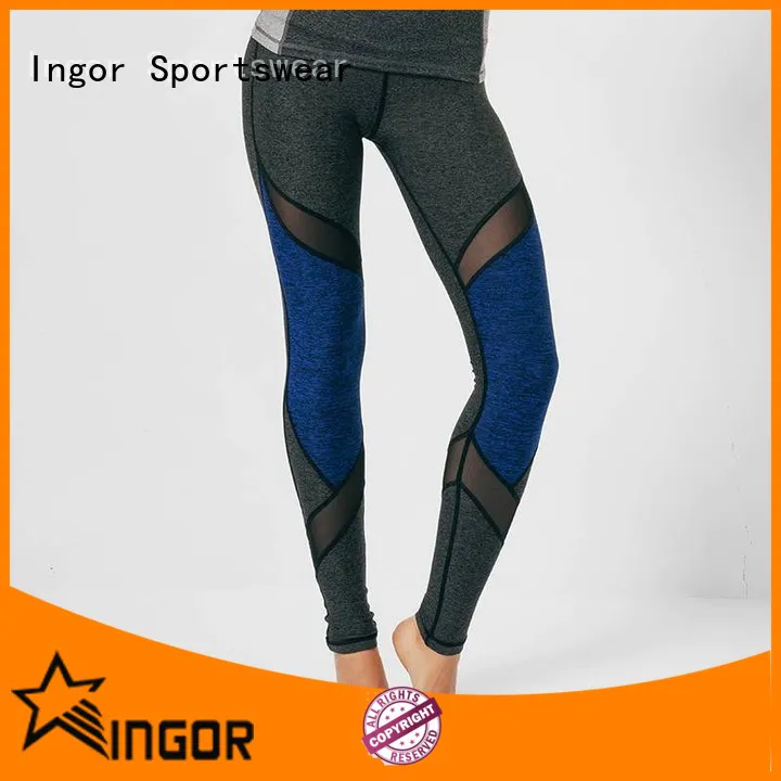 durability plain black yoga leggings mesh with four needles six threads for sport