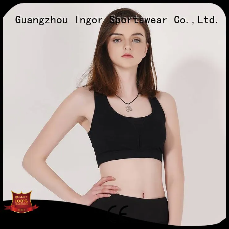 Wholesale plain colorful sports bras zip INGOR Brand