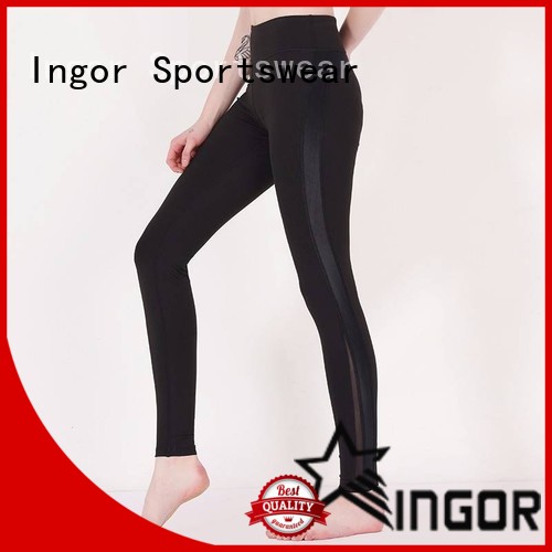 INGOR plain black yoga leggings with high quality at the gym
