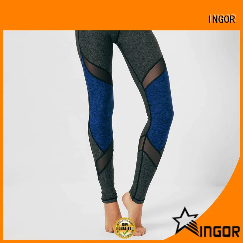 Haltbarkeit Schwarze Mesh Yoga Leggings Taille mit vier Nadeln Sechs Threads