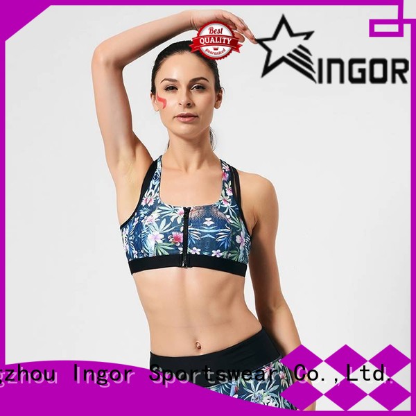 INGOR custom white halter sports bra with high quality at the gym