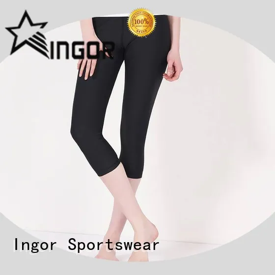 INGOR convenient red yoga leggings with four needles six threads for ladies