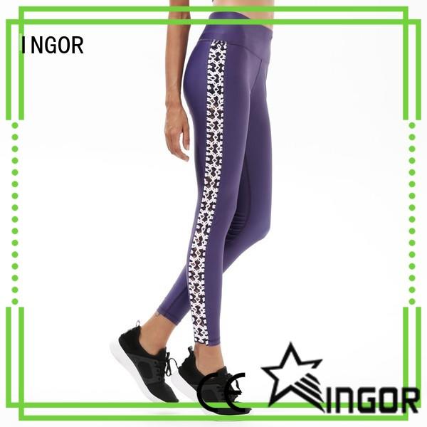 INGOR fitness grey yoga leggings with four needles six threads at the gym