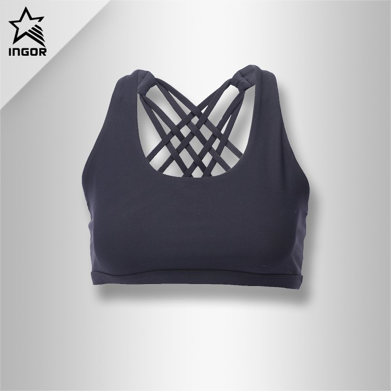 MODE SCHWARZ GESPOLSTERTE YOGA SPORT BH Tops für Frauen JKB012