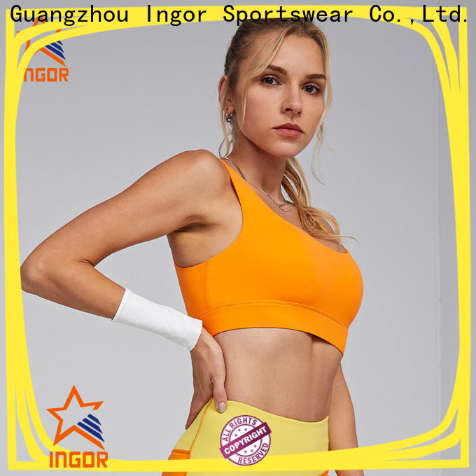 INGOR sexy one shoulder sports bra with high quality for ladies