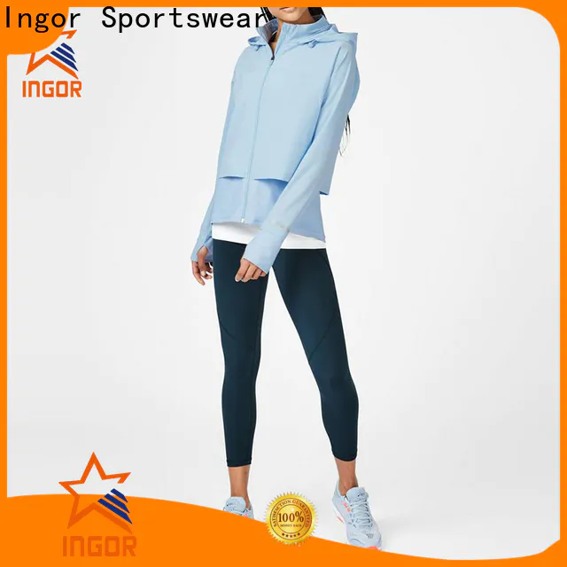 custom winter sport jacket woman owner at the gym