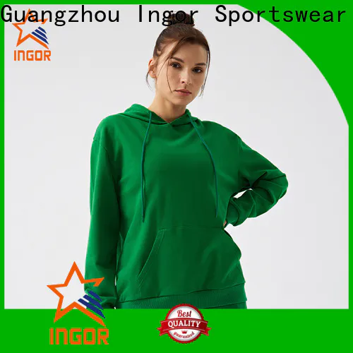 INGOR SPORTSWEAR letter graphic zip up raglan sleeve hoodie supplier at the gym