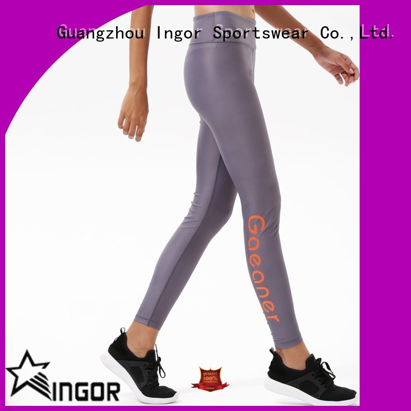 Ingor Black Nero Mesh Yoga Leggings con quattro aghi Sei fili per ragazze