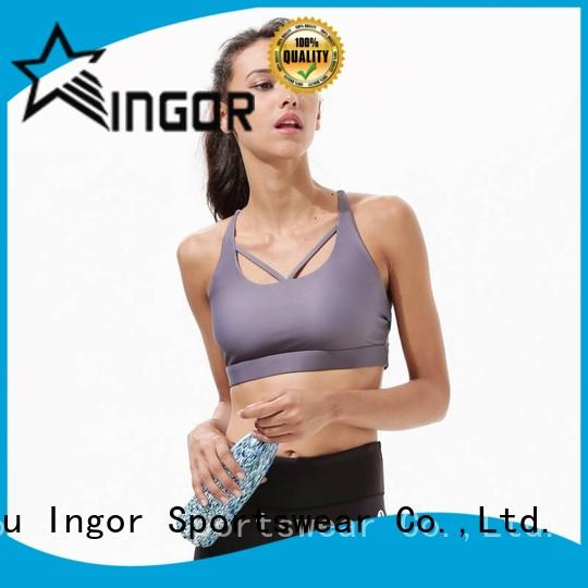pink zip running INGOR Brand sports bra supplier