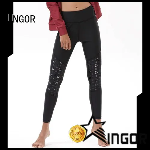 convenient mesh cut out yoga leggings floral with high quality for sport