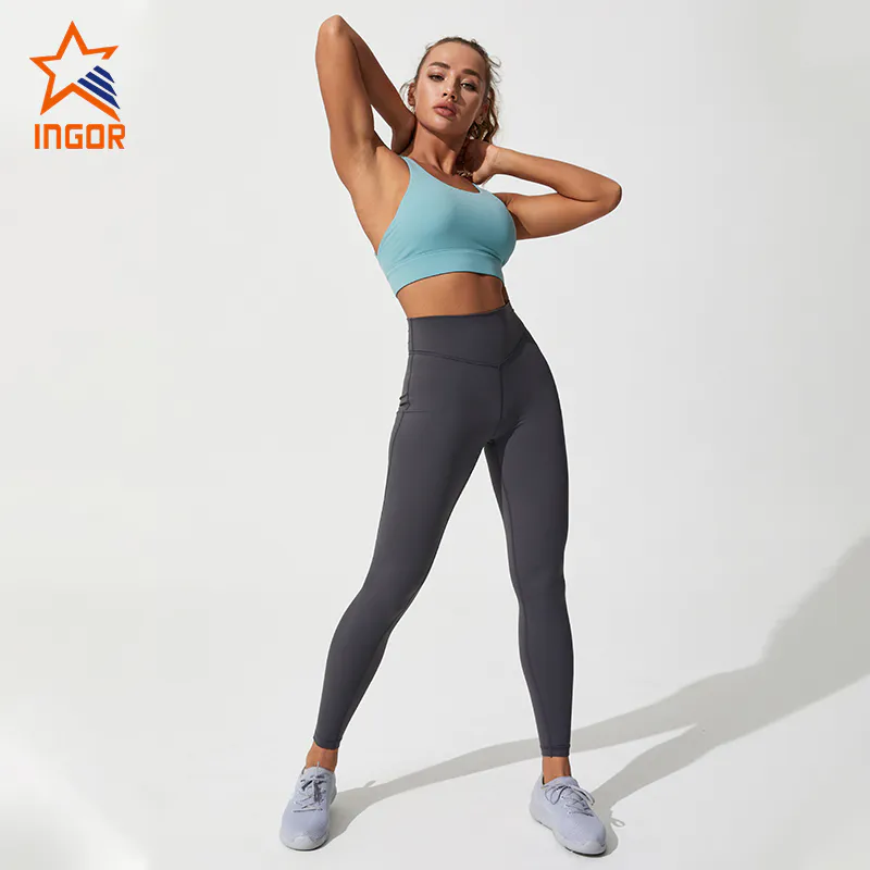 Ingorsports Custom Fitness Wear Ladies Athletic Sexy Strappy Plain Gym Women Yoga Set