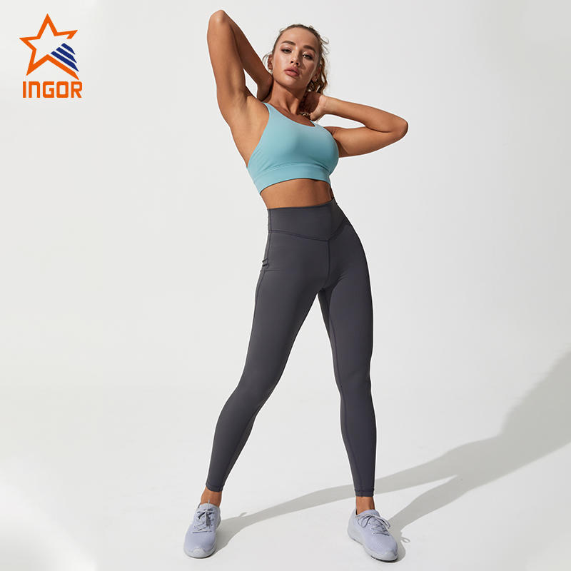 Ingorsports Custom Fitness Wear Ladies Athletic Sexy Strappy Plain Gym Mujeres Yoga Set