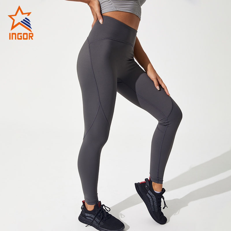 Ingorsports Aangepaste hoge taille yoga-legging en sport BH-set Compressie Gym strakke broek Draag dames fitnesssets
