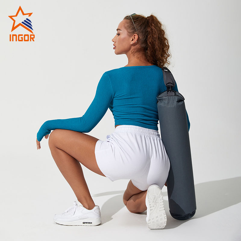 Ingorsports Workout Kleding Dames Lange Mouw Tops Yoga Set Gym Outfit Set