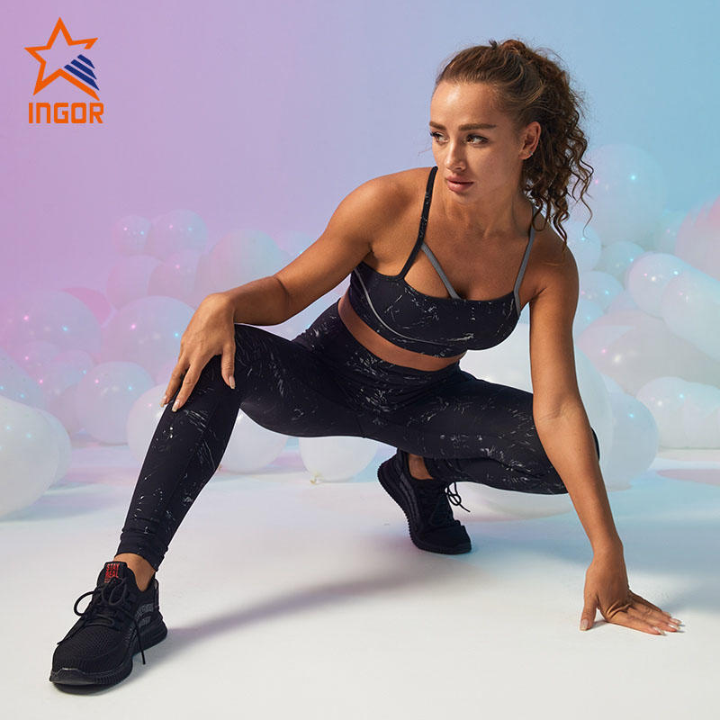 Ingorsports Custom Logo Sexy Sports Gym Yoga Leggings For Women Fitness Wear Gym Clothes Sportswear Yoga Set