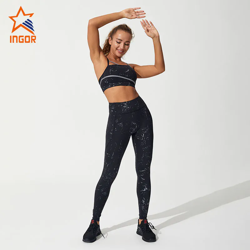 Ingorsports Custom Logo Sexy Sports Gym Yoga Leggings For Women Fitness Wear Gym Clothes Sportswear Yoga Set