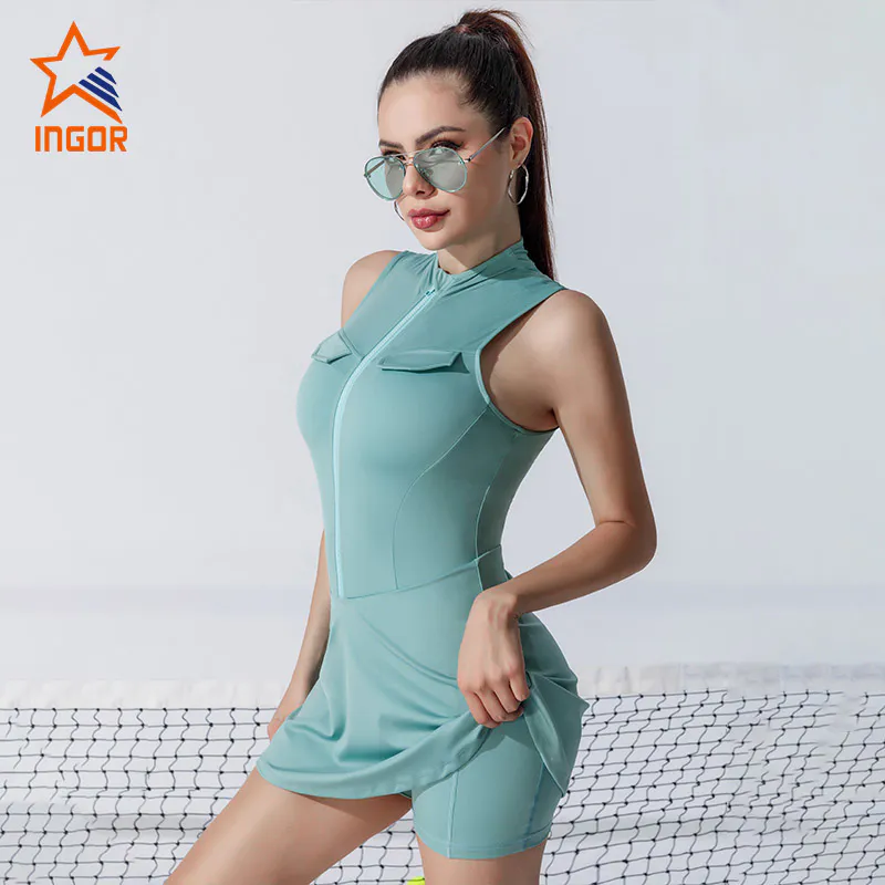 Ingorsports Tennis Wear Factory Customized Breathable And Quick Drying With Zipper Sports Women Tennis Dress