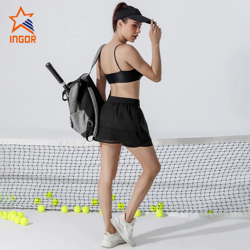 Ingorsports Women's Two Piece Sets SweatSuit Tennis Set Youthful Sport Suit Skirt