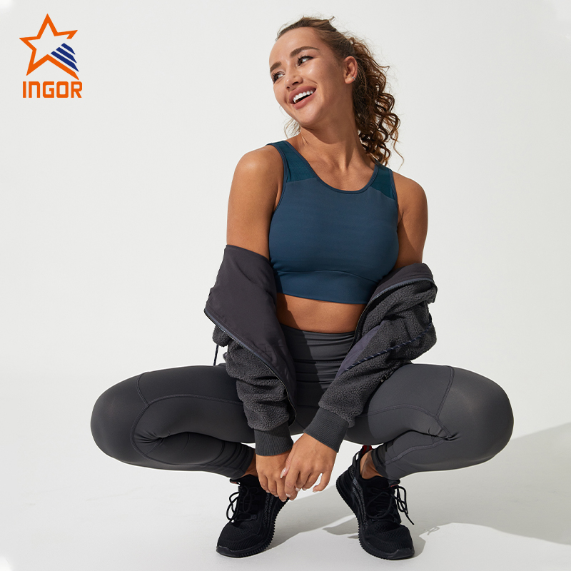 Ingorsports Groothandel Dames Sportbeha Sportkleding Pated Push-up Fitness Yoga-bh met één schouder