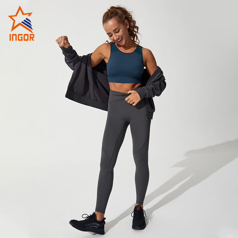 Ingorsports Groothandel Dames Sportbeha Sportkleding Pated Push-up Fitness Yoga-bh met één schouder