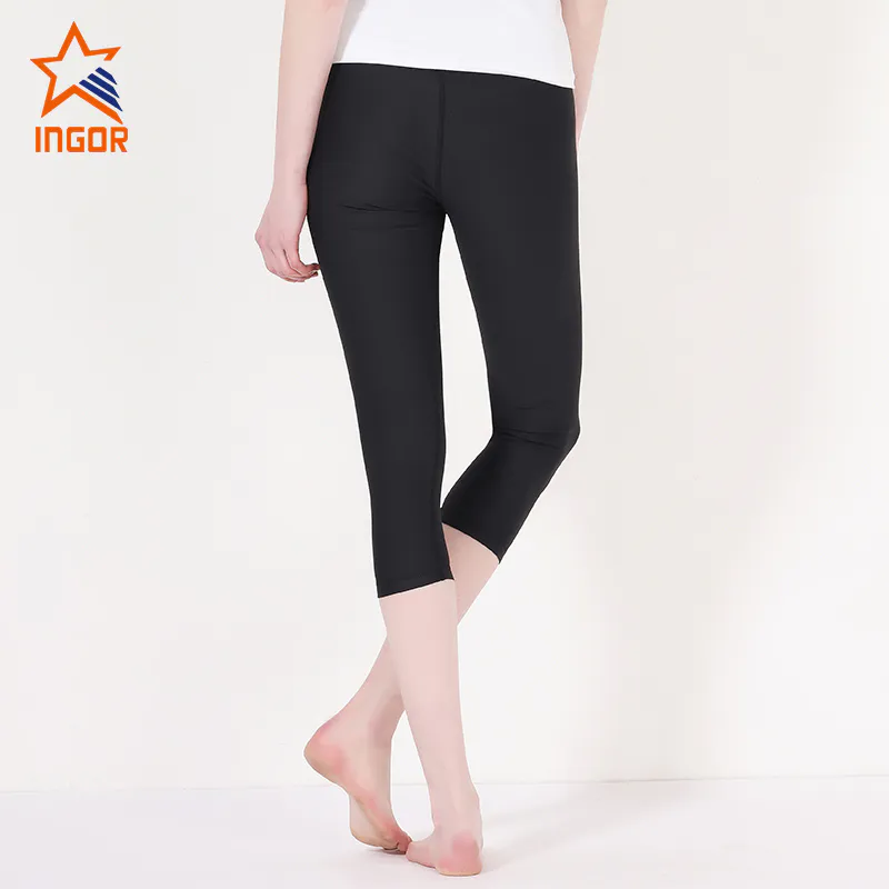 Ingorsports Spandex capri yoga pants plain black Y1911C01