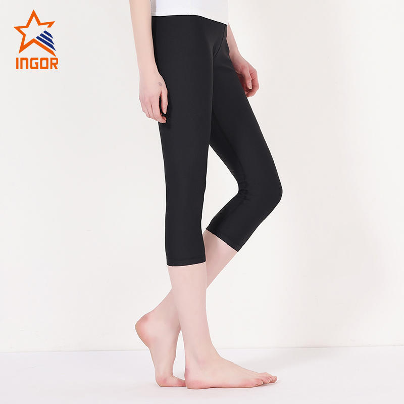 Ingorsports Spandex capri yoga pants plain black Y1911C01