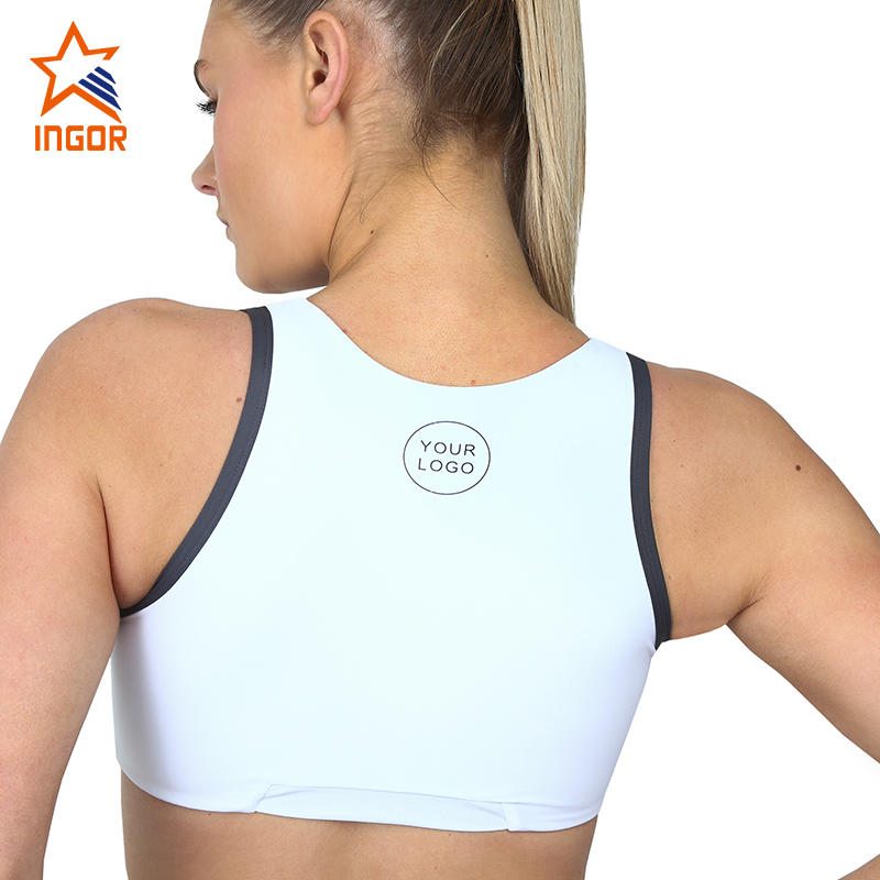 Ingorsports New Trends High Neck Women Yoga Sports Bra White Custom Made Logo H-11-01
