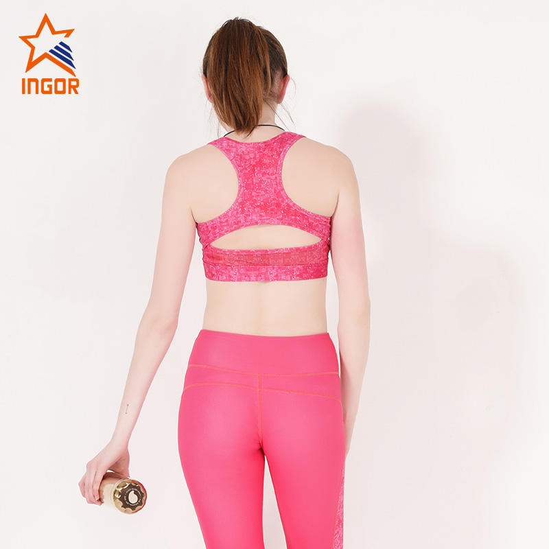 Ingorsports Racerback padded pink sports bra yoga
