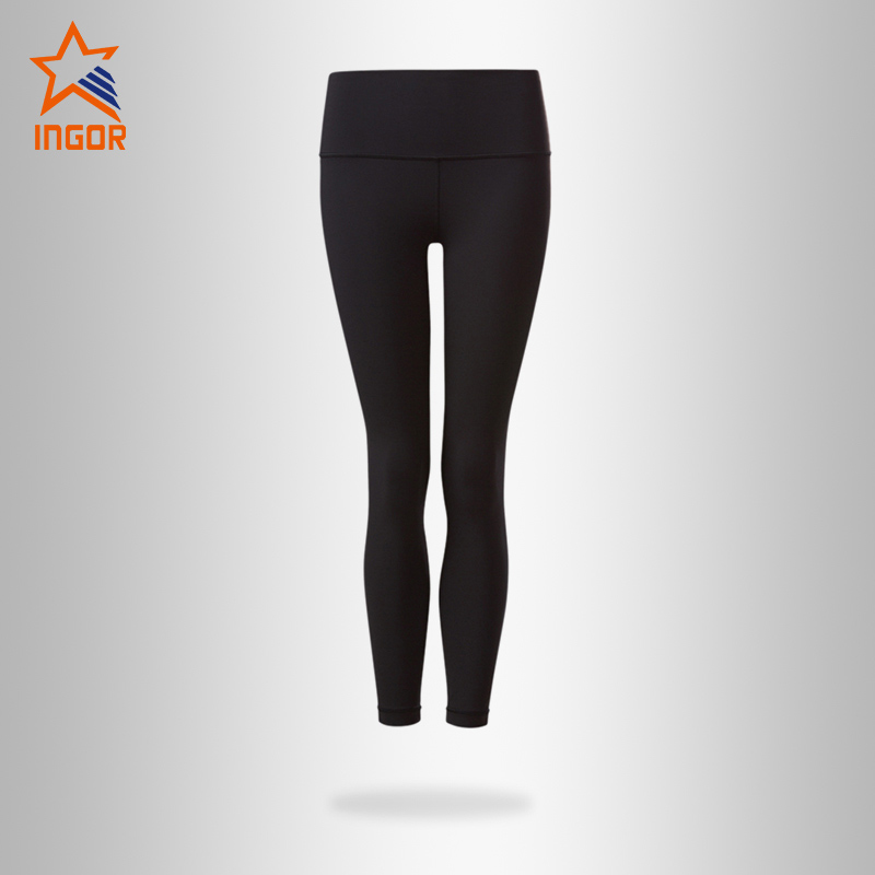 Ingorsports Dames Hoge getaillleerde zwarte yoga panty leggings broek jk11p021
