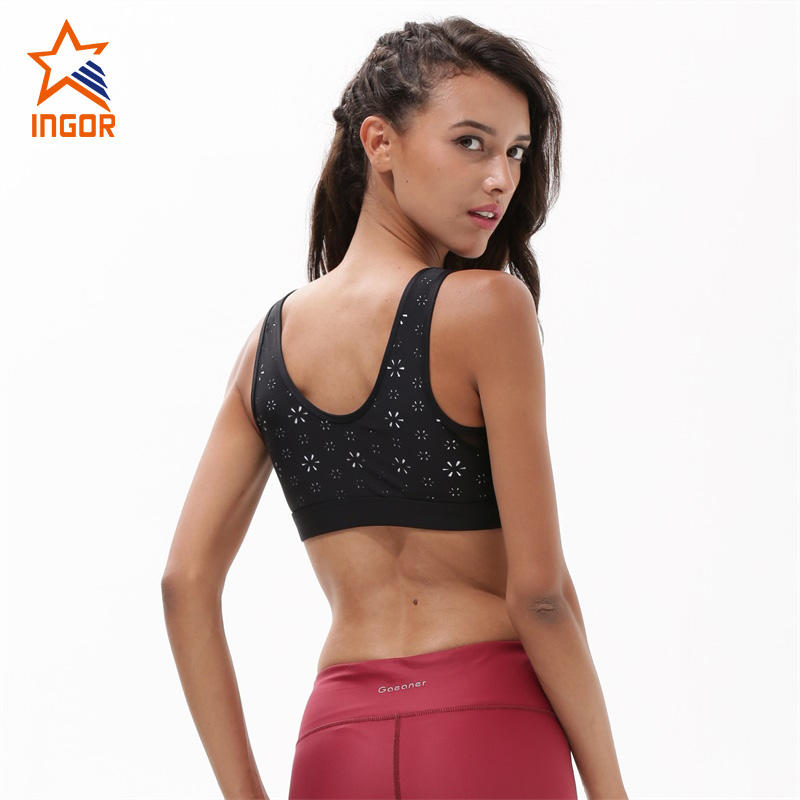 Ingorsports  women custom service design black sports bra for wholesale