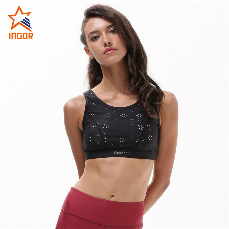 Ingorsports  women custom service design black sports bra for wholesale