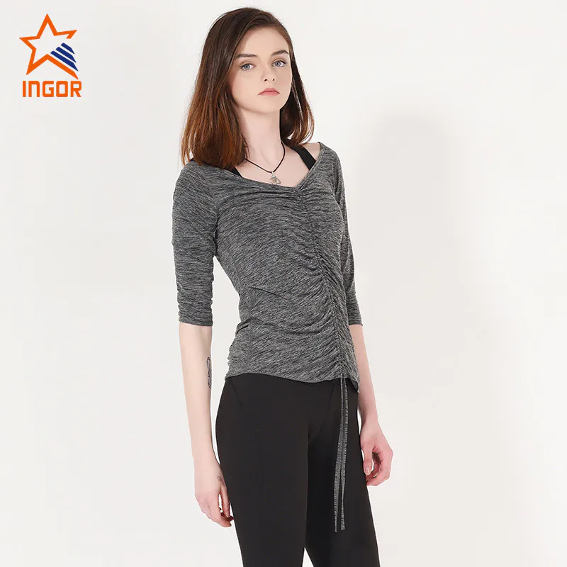 Ingorsports Custom long sleeve yoga shirts with drawstring Y1913T02