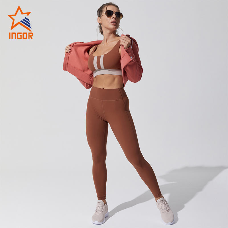 Ingorsports Ladies Gym Wear Sports Wear Yoga Wear Fitness Wear Sport Crop Top Sport Set Activewear