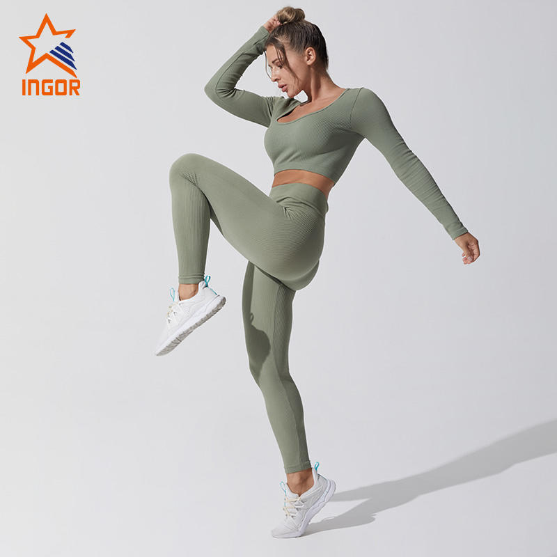 Ingorsports Fitness Women Yoga Seamless Gym Leggings Bra Sport Sets Sportswear Activewear