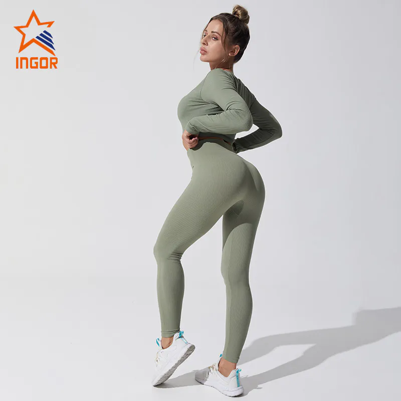 Ingorsports Fitness Women Yoga Seamless Gym Leggings Bra Sport Sets Sportswear Activewear