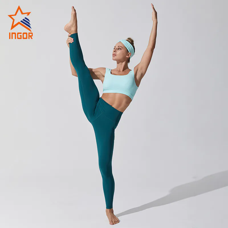 Ingorsports Women′s Bra and Leggings Yoga Sets Sports Wear Gym Wear Activewear with Headband