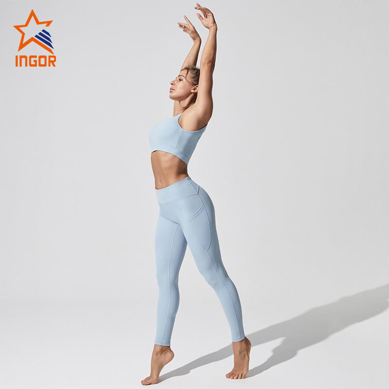 Ingorsports Women Ladies Yoga Pant Leggings Tights Gym Wear and Sport Bra Set Yoga Activewear