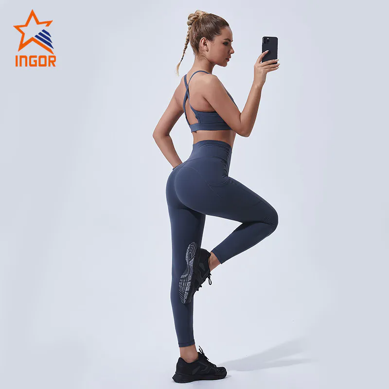 Ingorsports Custom OEM & ODM 7/8 Length Cross Back Yoga Bra & Legging Pant Set