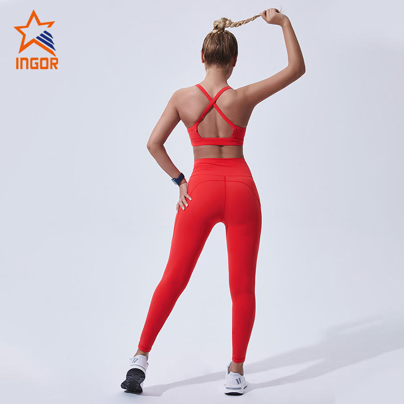 Ingorsports Custom Yoga Cross Bra & Leggings High Waist GYM Activewear Butt Lift Elastic Sports Wear