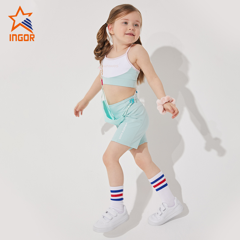 Kids Girls Workout Outfits Sport Bras Crop Top with Tracksuit Dance Yoga  Sets