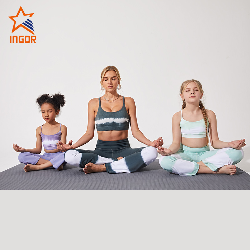 Ingorsports Parent-Child Wear Tie Dye Activewear Bra Soft Bottom Elastic Band for Kids Sports Running Yoga Athletic Fitness Wear