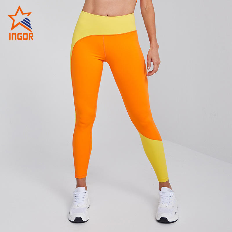 Ingorsports Contrast Strap Sports Leggings Custom Wholesale Activewear For Yoga Wear