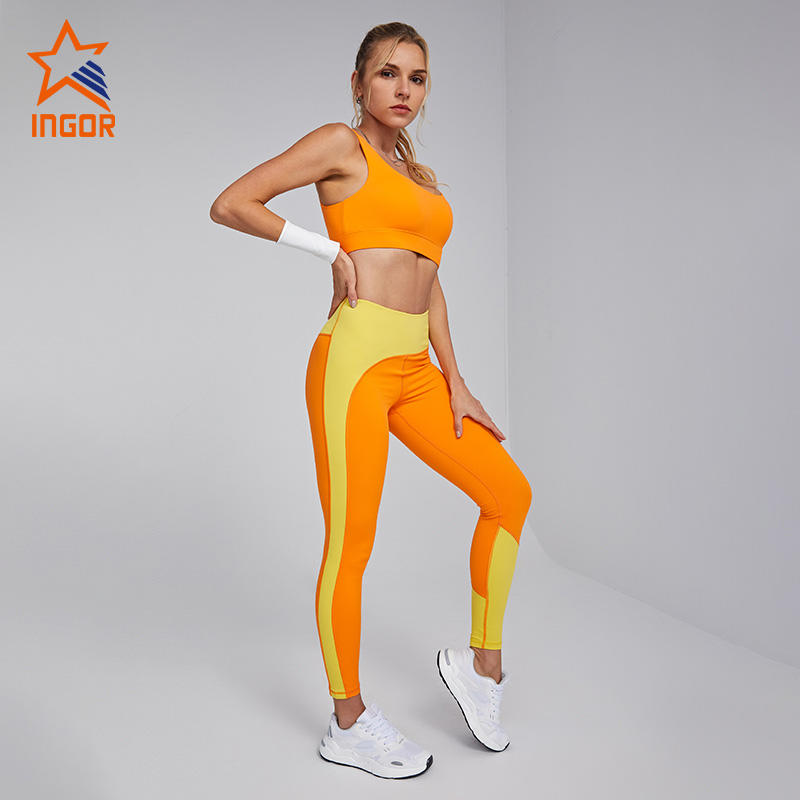 Ingorsports Contrast Strap Sports Leggings Custom Wholesale Activewear For Yoga Wear